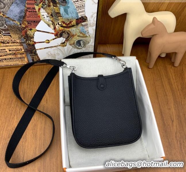 Trendy Design Hermes Evelyne Mini TPM Bag 18cm in Original Togo Leather HB18 Black/Silver (Pure Handmade)