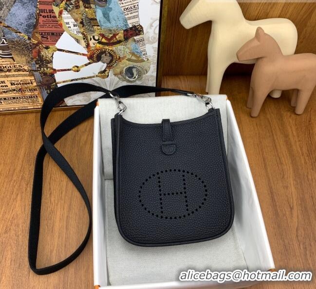 Trendy Design Hermes Evelyne Mini TPM Bag 18cm in Original Togo Leather HB18 Black/Silver (Pure Handmade)