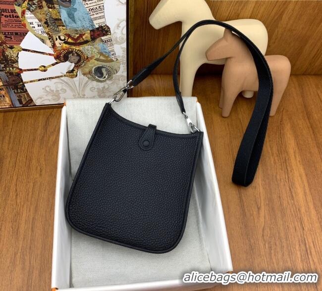 Trendy Design Hermes Evelyne Mini TPM Bag 18cm in Original Togo Leather HB18 Black/Silver (Pure Handmade)