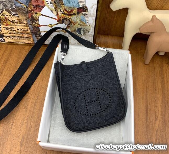 Trendy Design Hermes Evelyne Mini TPM Bag 18cm in Original Togo Leather HB18 Black/Silver (Pure Handmade)