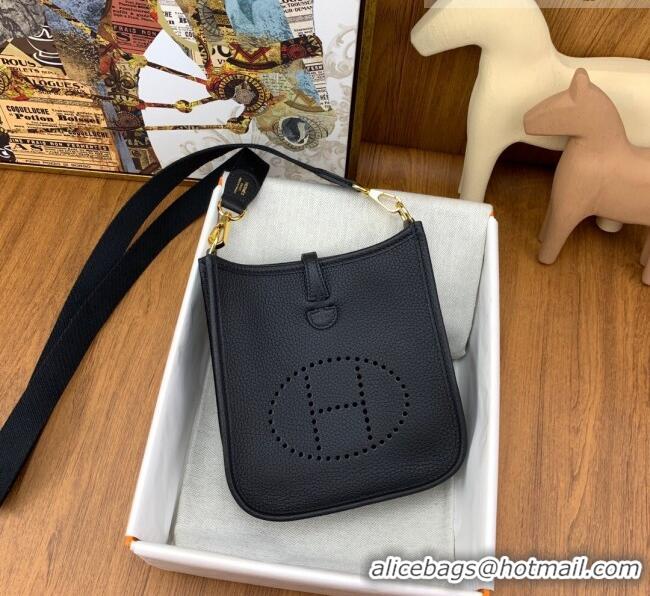 Top Quality Hermes Evelyne Mini TPM Bag 18cm in Original Togo Leather HB18 Black/Gold (Pure Handmade)