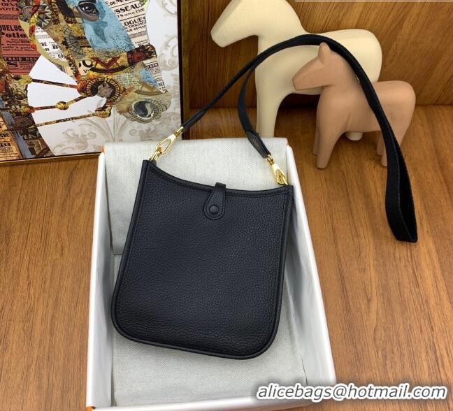 Top Quality Hermes Evelyne Mini TPM Bag 18cm in Original Togo Leather HB18 Black/Gold (Pure Handmade)