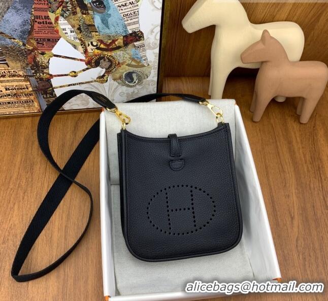 Top Quality Hermes Evelyne Mini TPM Bag 18cm in Original Togo Leather HB18 Black/Gold (Pure Handmade)