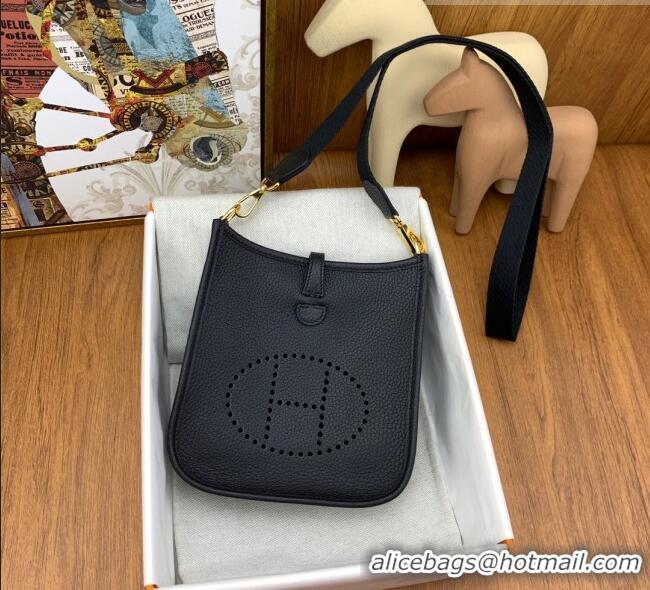 Top Quality Hermes Evelyne Mini TPM Bag 18cm in Original Togo Leather HB18 Black/Gold (Pure Handmade)