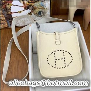 Good Looking Hermes Evelyne Mini TPM Bag 18cm in Original Togo Leather HB18 Cream/Silver (Pure Handmade)