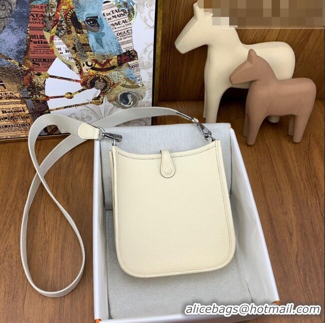 Good Looking Hermes Evelyne Mini TPM Bag 18cm in Original Togo Leather HB18 Cream/Silver (Pure Handmade)