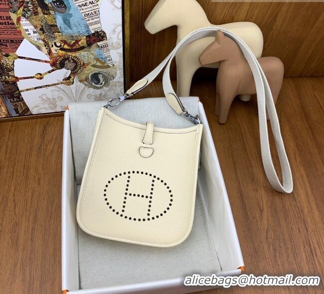 Good Looking Hermes Evelyne Mini TPM Bag 18cm in Original Togo Leather HB18 Cream/Silver (Pure Handmade)