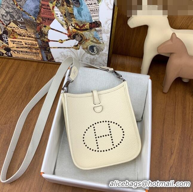 Good Looking Hermes Evelyne Mini TPM Bag 18cm in Original Togo Leather HB18 Cream/Silver (Pure Handmade)