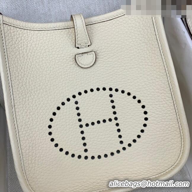 Good Looking Hermes Evelyne Mini TPM Bag 18cm in Original Togo Leather HB18 Cream/Silver (Pure Handmade)