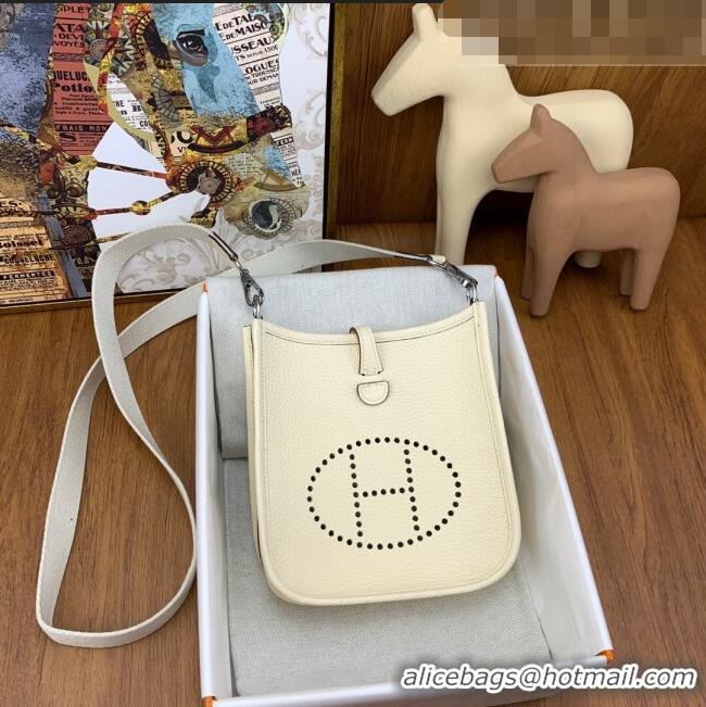 Good Looking Hermes Evelyne Mini TPM Bag 18cm in Original Togo Leather HB18 Cream/Silver (Pure Handmade)