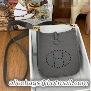 Good Product Hermes Evelyne Mini TPM Bag 18cm in Original Togo Leather HB18 Pewter Grey/Gold (Pure Handmade)