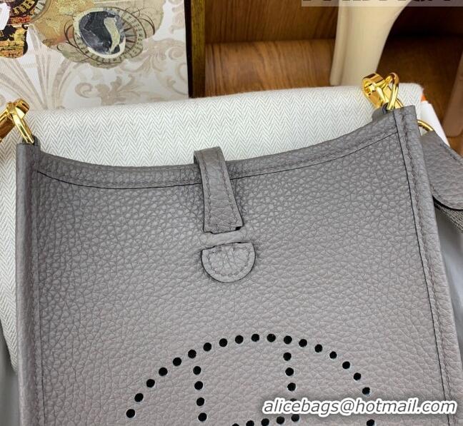 Good Product Hermes Evelyne Mini TPM Bag 18cm in Original Togo Leather HB18 Pewter Grey/Gold (Pure Handmade)