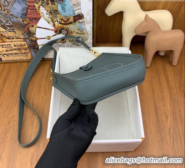 Famous Brand Hermes Evelyne Mini TPM Bag 18cm in Original Togo Leather HB18 Almond Green/Gold (Pure Handmade)