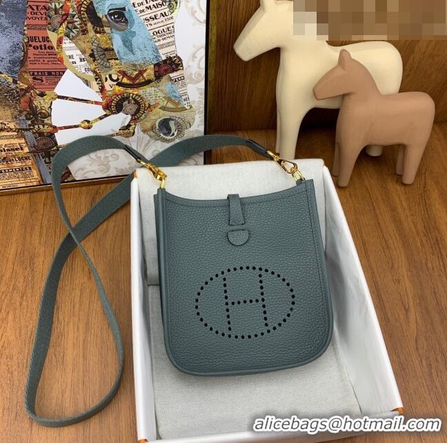 Famous Brand Hermes Evelyne Mini TPM Bag 18cm in Original Togo Leather HB18 Almond Green/Gold (Pure Handmade)