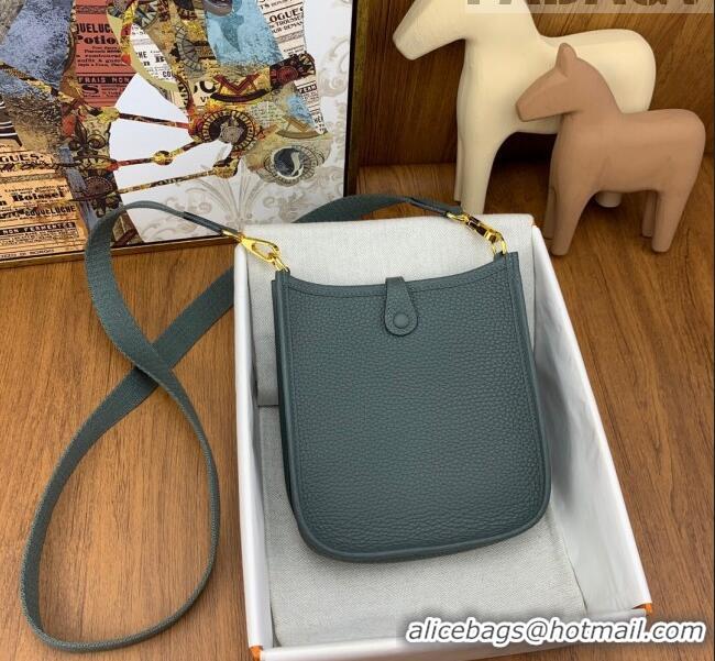 Famous Brand Hermes Evelyne Mini TPM Bag 18cm in Original Togo Leather HB18 Almond Green/Gold (Pure Handmade)