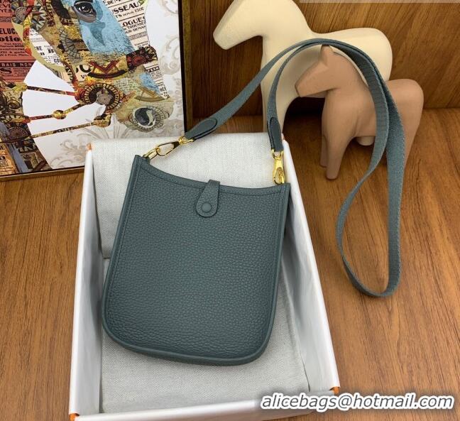 Famous Brand Hermes Evelyne Mini TPM Bag 18cm in Original Togo Leather HB18 Almond Green/Gold (Pure Handmade)