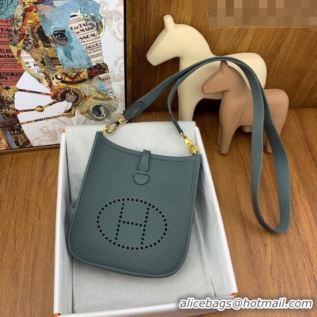 Famous Brand Hermes Evelyne Mini TPM Bag 18cm in Original Togo Leather HB18 Almond Green/Gold (Pure Handmade)