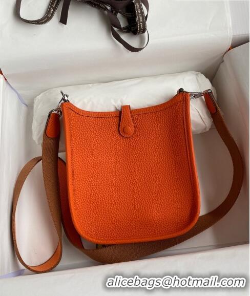 Promotional Hermes Evelyne Mini TPM Bag 18cm in Original Togo Leather HB18 Orange/Silver (Pure Handmade)