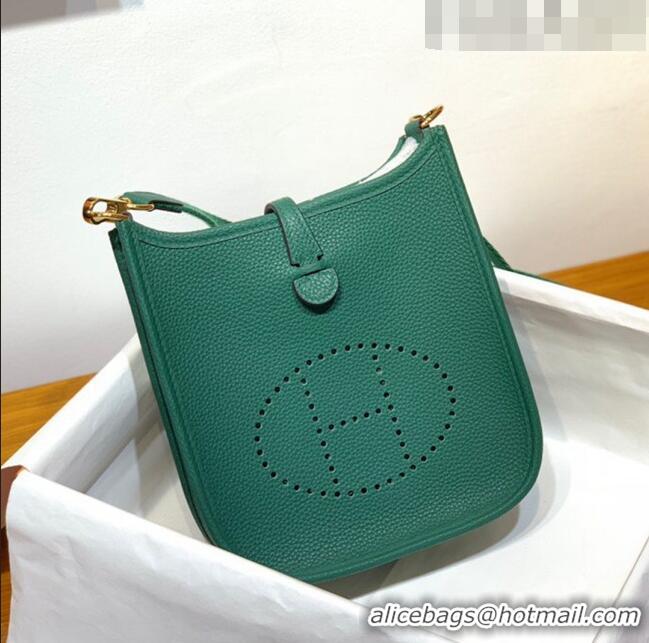 Top Quality Hermes Evelyne Mini TPM Bag 18cm in Original Togo Leather HB18 Green/Gold (Pure Handmade)