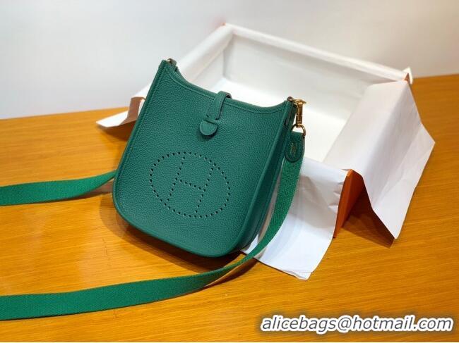 Top Quality Hermes Evelyne Mini TPM Bag 18cm in Original Togo Leather HB18 Green/Gold (Pure Handmade)