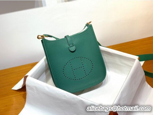 Top Quality Hermes Evelyne Mini TPM Bag 18cm in Original Togo Leather HB18 Green/Gold (Pure Handmade)