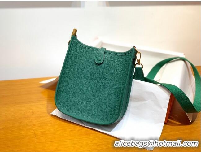 Top Quality Hermes Evelyne Mini TPM Bag 18cm in Original Togo Leather HB18 Green/Gold (Pure Handmade)