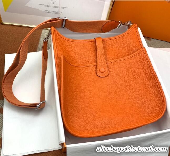 Low Cost Hermes Evelyne PM Bag 29cm in Original Togo Leather HB18 Orange/Silver (Pure Handmade)