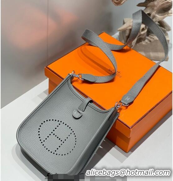 Most Popular Hermes Evelyne Mini Bag 18cm in Togo Calfskin HB18 Cloud Grey