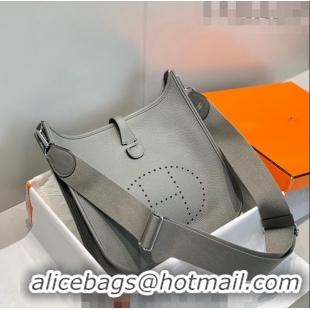 Unique Grade Hermes Evelyne Bag 29cm in Togo Calfskin HB29 Cloud Grey 2023