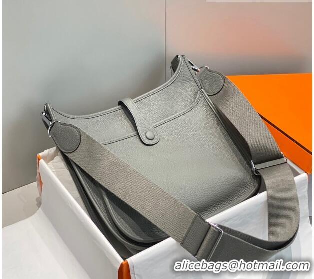 Unique Grade Hermes Evelyne Bag 29cm in Togo Calfskin HB29 Cloud Grey 2023