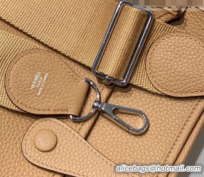 Unique Grade Hermes Evelyne Mini Bag 18cm in Togo Calfskin HB18 Milky Tea Brown 2023