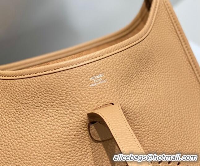 Unique Grade Hermes Evelyne Mini Bag 18cm in Togo Calfskin HB18 Milky Tea Brown 2023