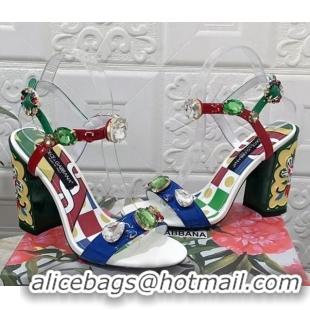 Low Cost Dolce & Gabbana DG Patent Leather Heel Sandals 10.5cm with Crystals White 718002