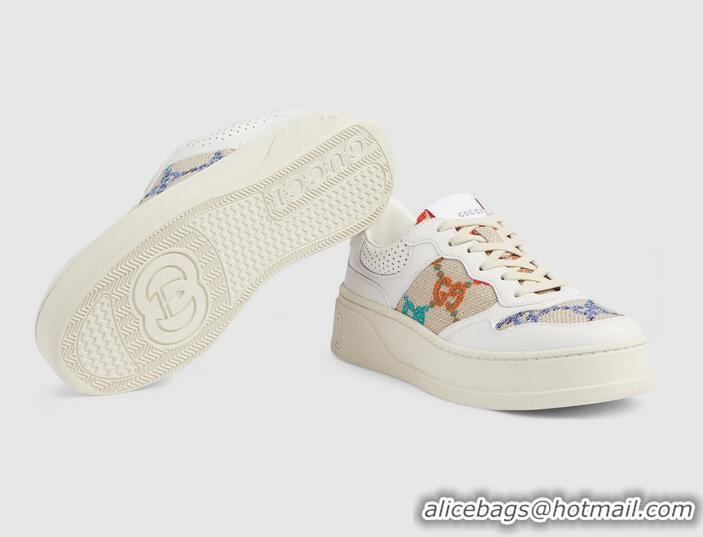 ​Discount Gucci White/Beige Canvas and Leather GG Lace Up Sneakers ‎670408 White (For Women)