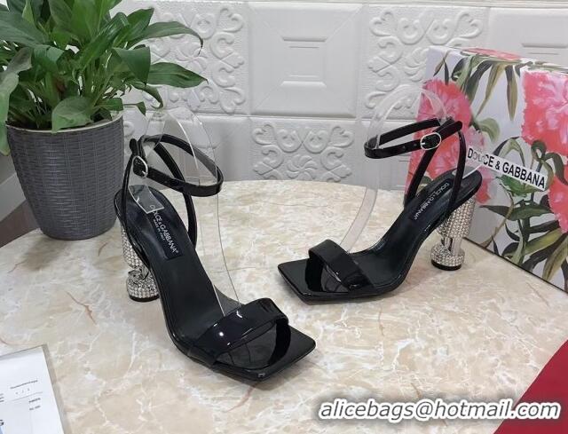 Charming Dolce & Gabbana Polished calfskin sandals 10.5cm with crystals heel black 902042