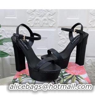 Best Product Dolce & Gabbana Lizard Embossed Leather Platforms Sandals 15cm Black 902049