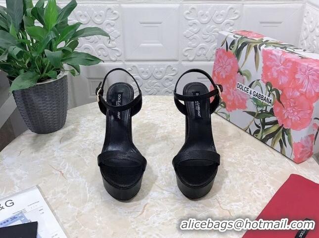 Best Product Dolce & Gabbana Lizard Embossed Leather Platforms Sandals 15cm Black 902049