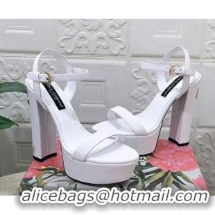 Cheap Price Dolce & Gabbana Lizard Embossed Leather Platforms Sandals 15cm White 902050