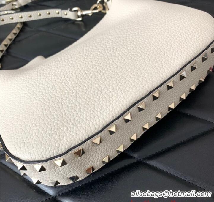 Super Quality VALENTINO grain calfskin leather bag 0313 White