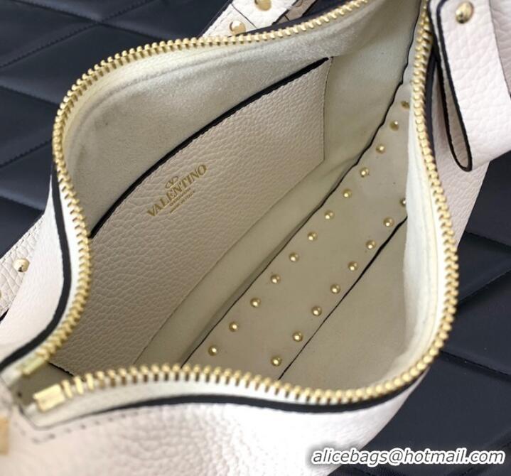 Super Quality VALENTINO grain calfskin leather bag 0313 White