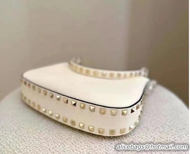 Super Quality VALENTINO grain calfskin leather bag 0313 White