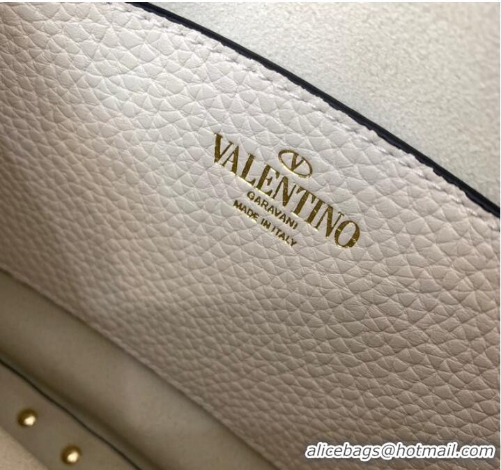 Super Quality VALENTINO grain calfskin leather bag 0313 White