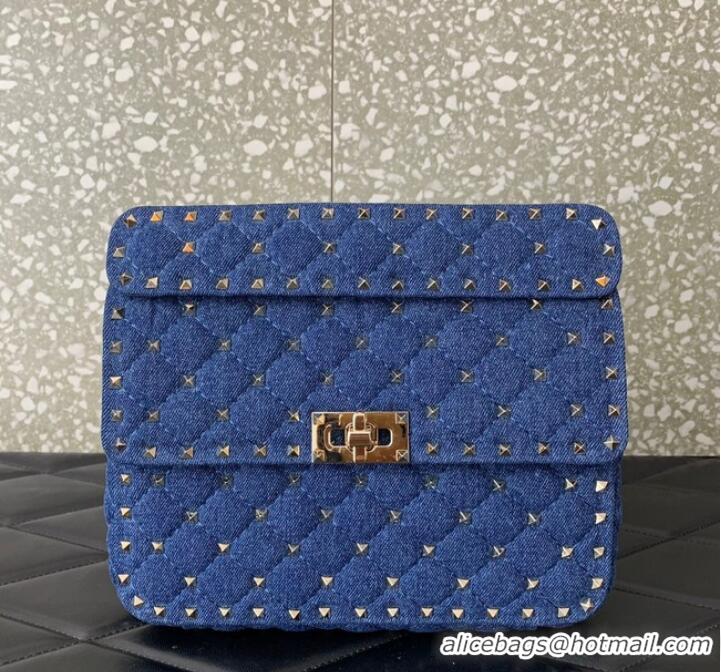 Super Quality VALENTINO ROCKSTUD SPIKE Denim B0122 blue