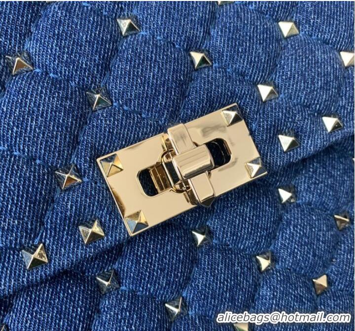 Super Quality VALENTINO ROCKSTUD SPIKE Denim B0122 blue