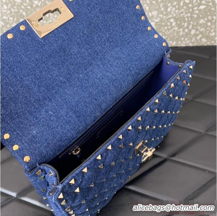 Super Quality VALENTINO ROCKSTUD SPIKE Denim B0122 blue