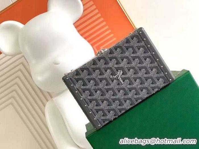 Duplicate Goyard Minaudiere Trunk Case Bag G7972 Dark Grey