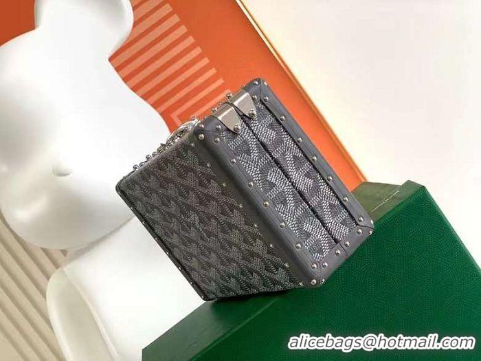 Duplicate Goyard Minaudiere Trunk Case Bag G7972 Dark Grey