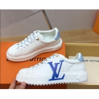 Popular Style Louis Vuitton Time Out Sneaker in Oversized LV Leather Blue 625093