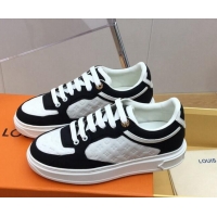 Discount Louis Vuitton Time Out Sneaker in Mini Monogram Leather and Suede Black/White 625095