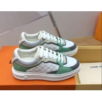 Most Popular Louis Vuitton Time Out Sneaker in Mini Monogram Leather and Suede Green 625097